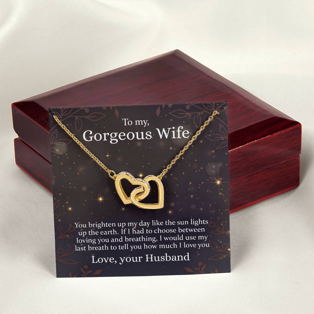 To My Gorgeous Wife - Interlocking Hearts Necklace