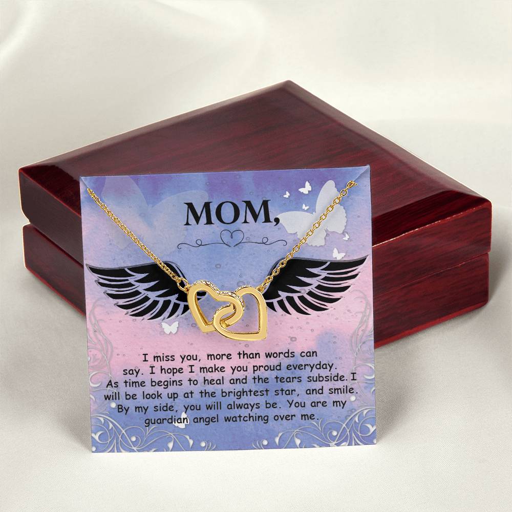 Mom - I Miss You More Than Words Can Say - Interlocking Heart Necklace Interlocking Hearts Necklace