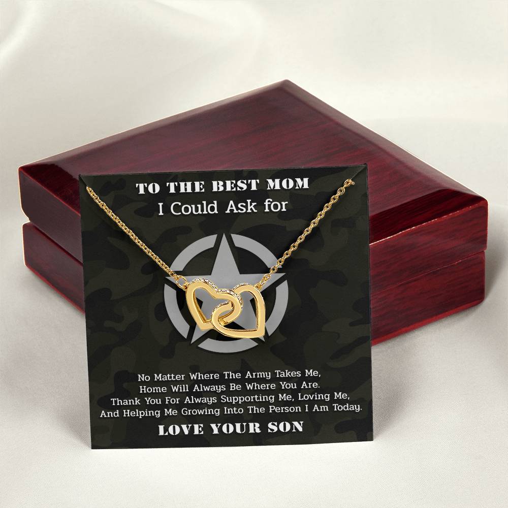 The Best Army Mom - Interlocked Necklace Interlocking Hearts Necklace