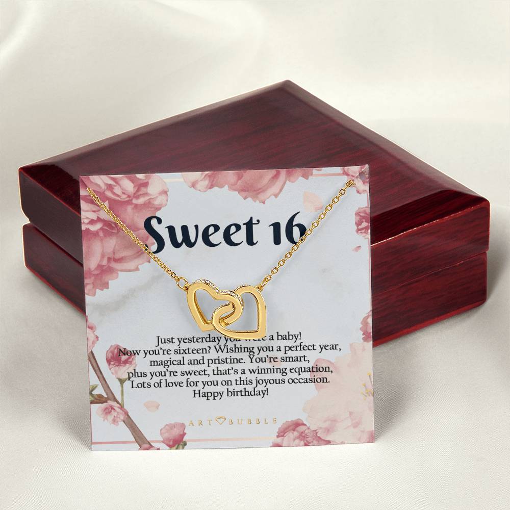 Sweet 16 Gift Hearts Necklace Interlocking Hearts Necklace