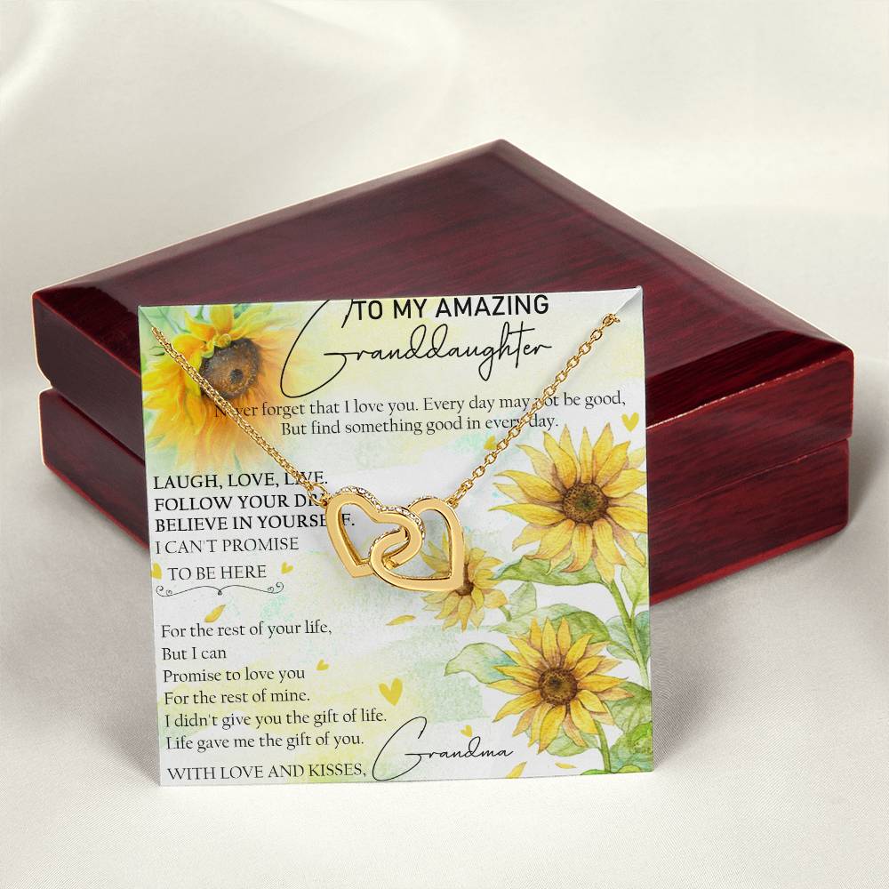 To My Amazing Granddaughter Interlocking Hearts Necklace Message Card