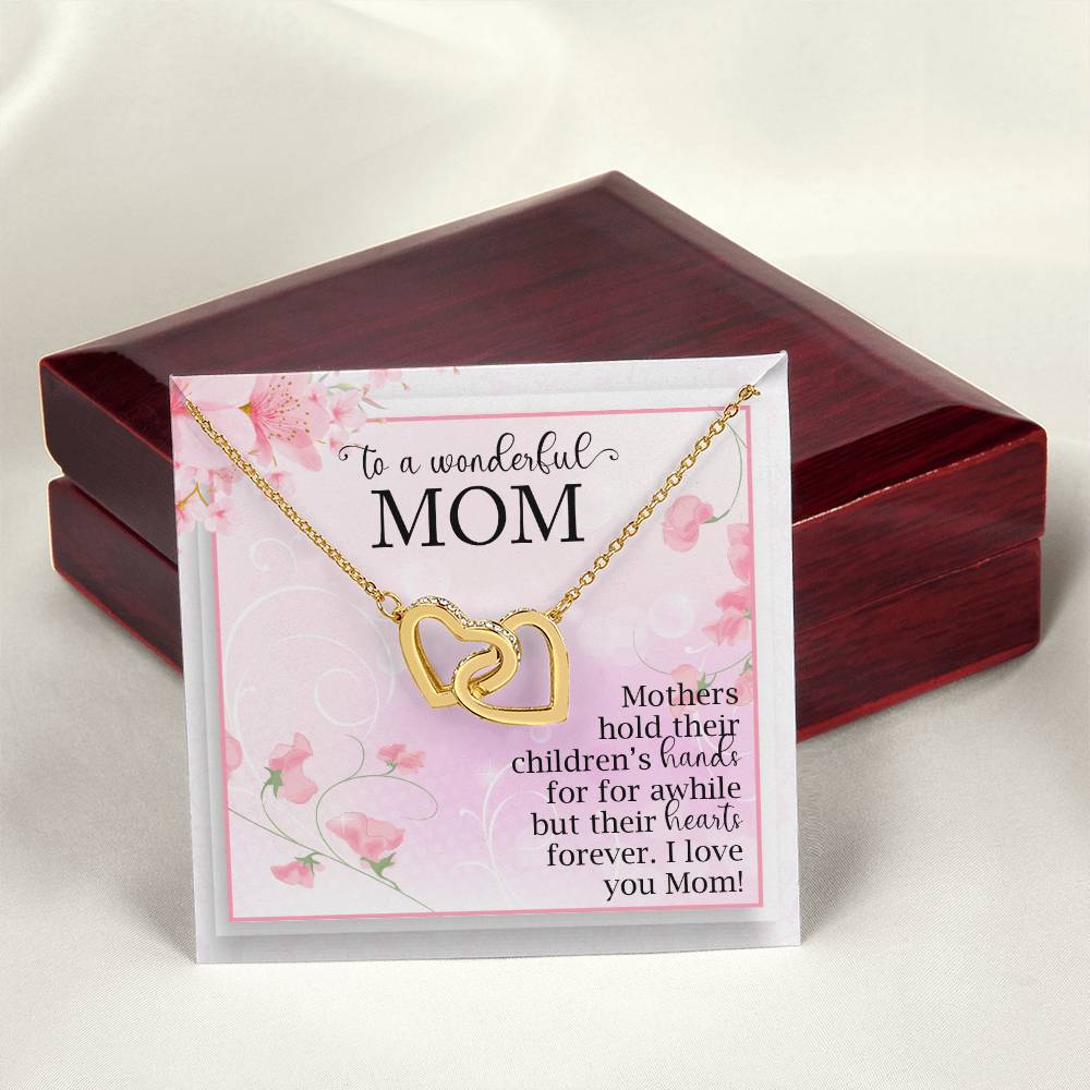 Interlocking Hearts Necklace For Mom Mothers Hold