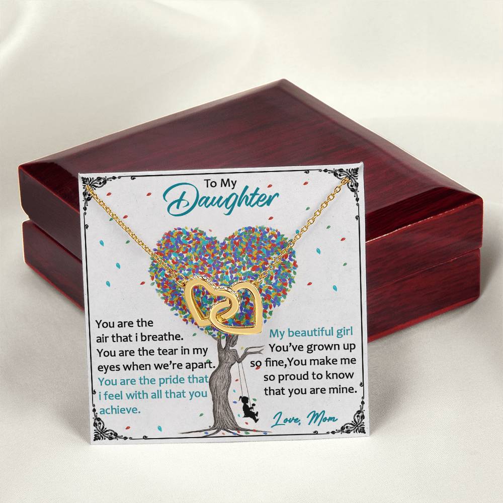 Love Always Comes From The Heart - To My Daughter Luxe Interlocking Heart Necklace Gift Set Interlocking Hearts Necklace