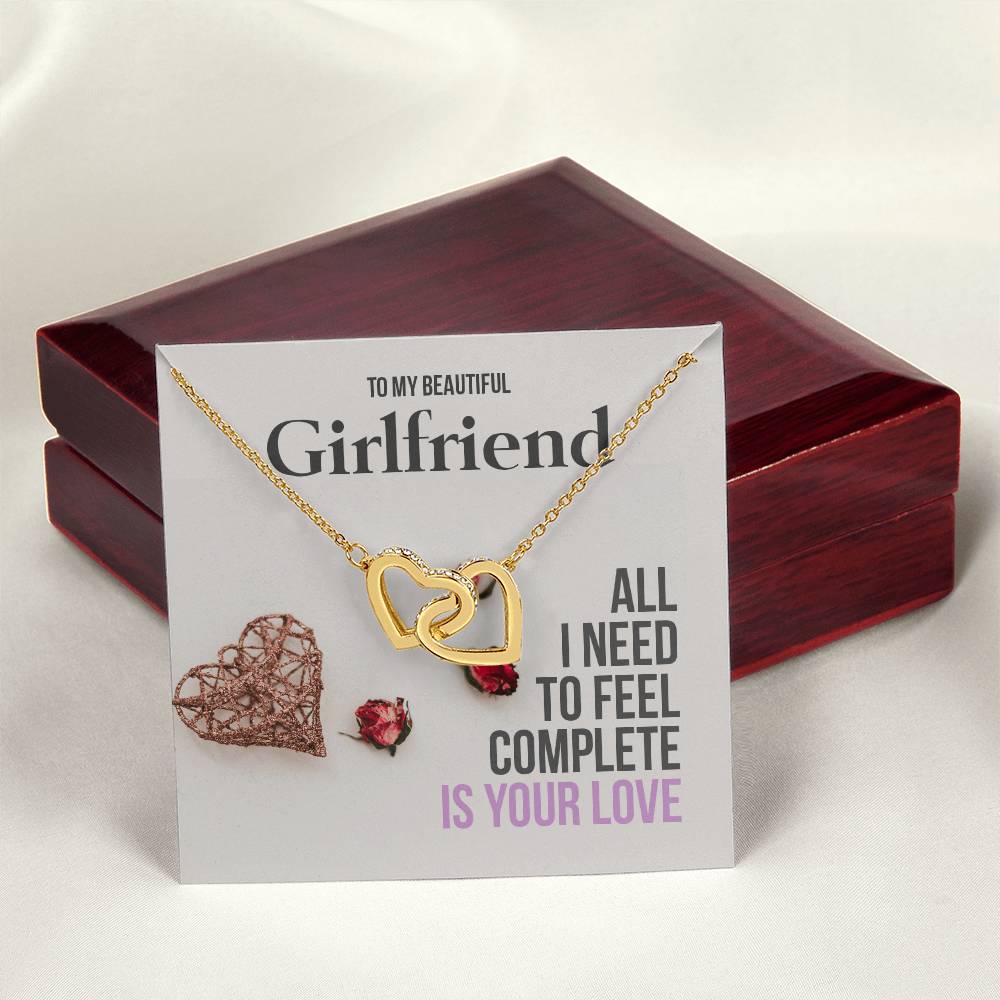 Romantic Girlfriend Necklace Gift - To My Girlfriend Interlocking Hearts Necklace
