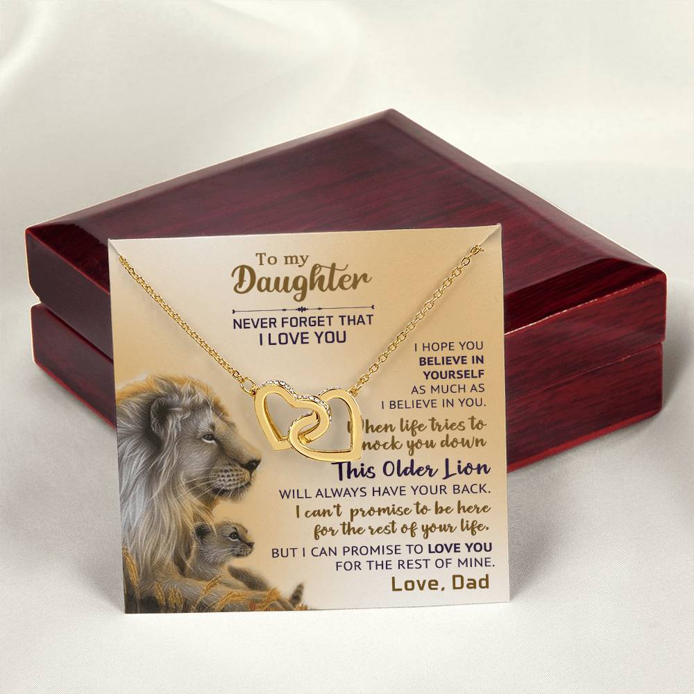 Interlocking Hearts Necklace - Lions & Never Forget Collection - Gift For Daughter From Dad