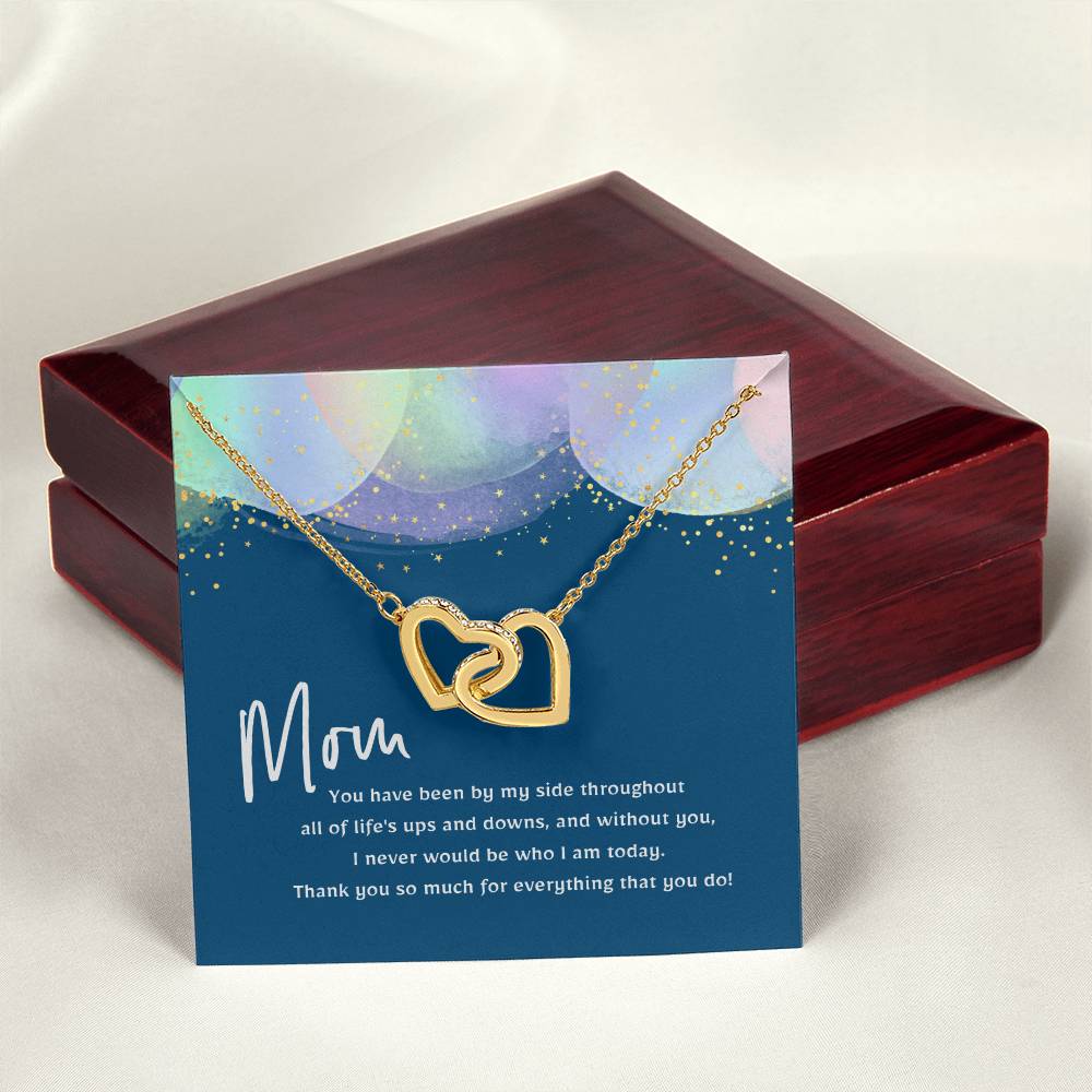 Thank You Mom Interlocking Hearts Necklace