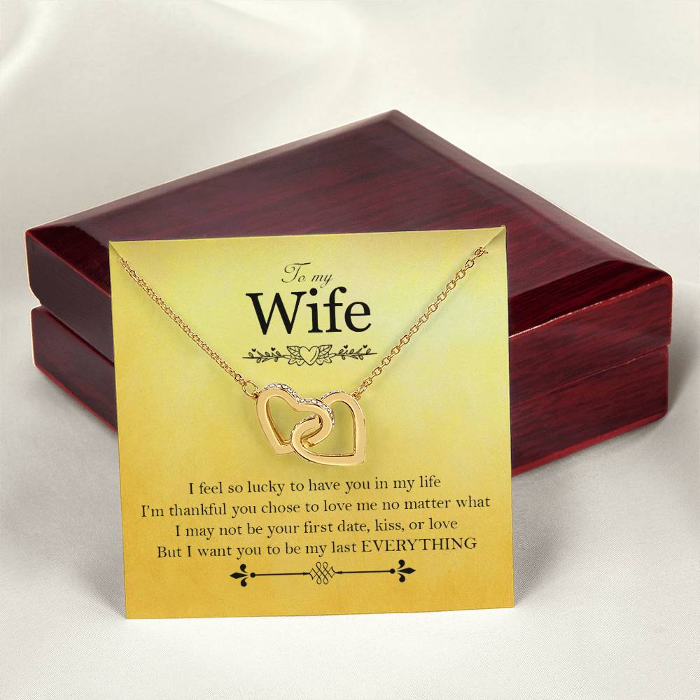 To My Wife - Love Card And Necklace Interlocking Hearts A Interlocking Hearts Necklace