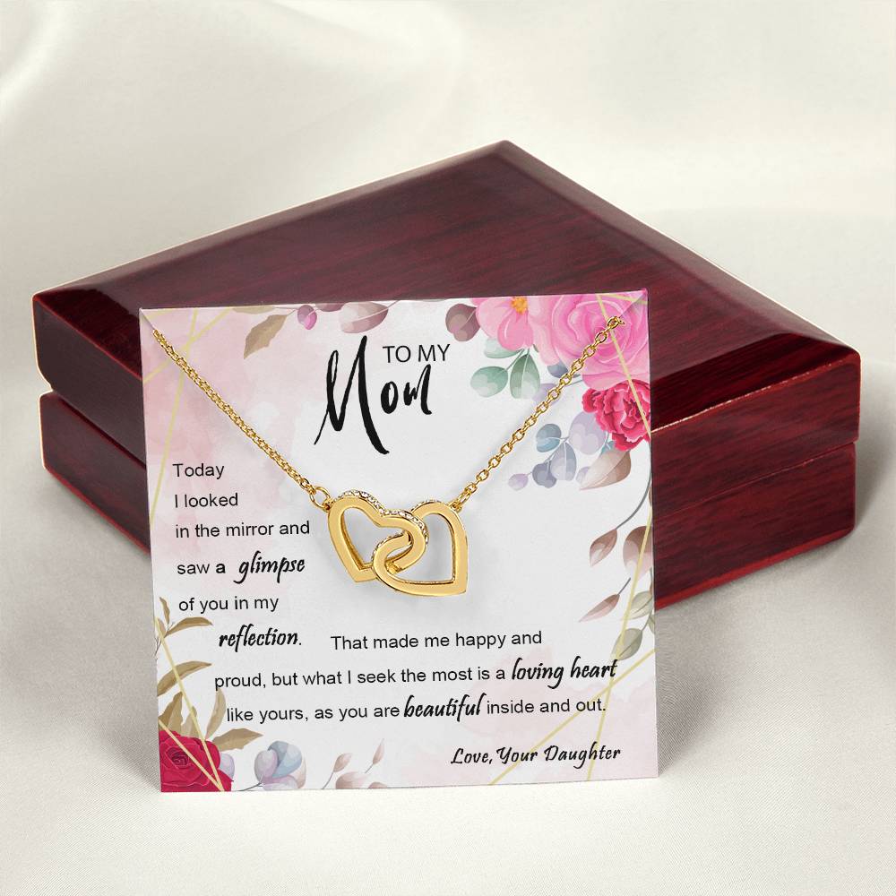 Limited Quantity Mother'S Day Gifts From Daughter Birthday Gifts For Mom Reflection Interlocking Hearts Necklace