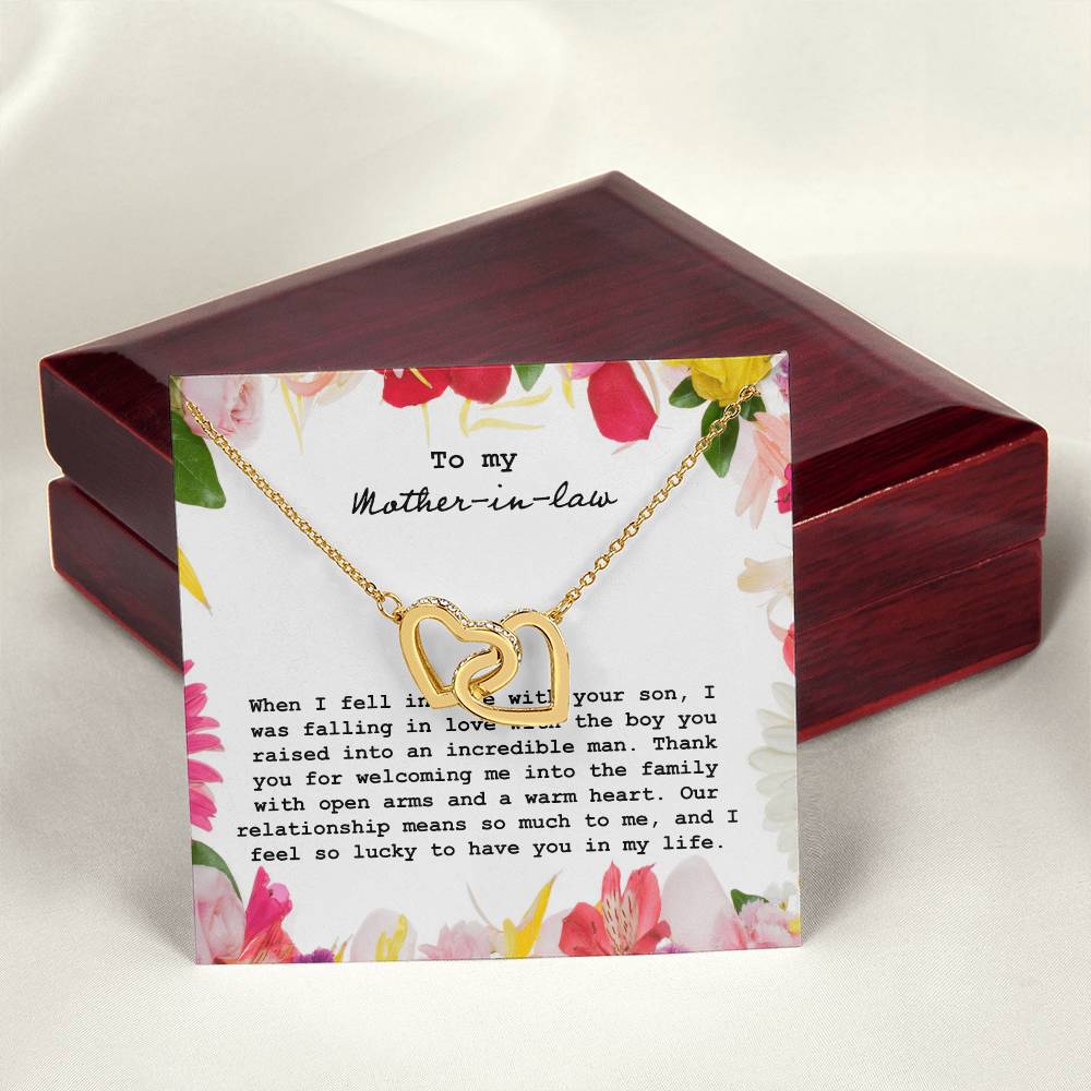 To My Mother In Law When I Fell In Love With Your Son Interlocking Hearts Necklace