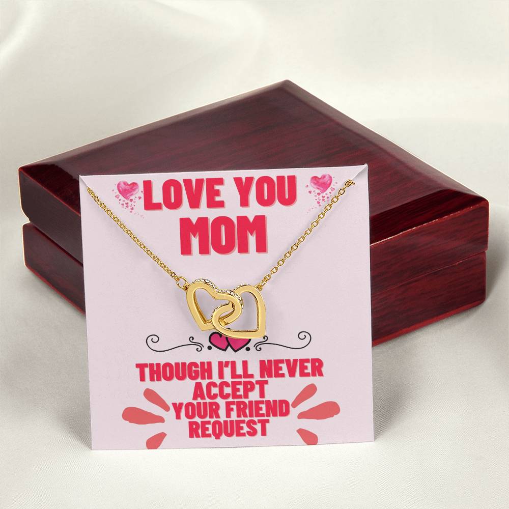 Mom’S Friend Request- Interlocking Hearts With Cubic Zirconia Interlocking Hearts Necklace