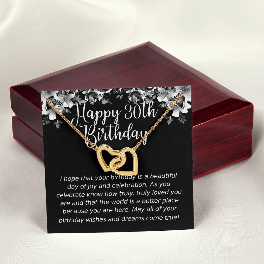 Happy Birthday 30 Year Old 1 Interlocking Hearts Necklace
