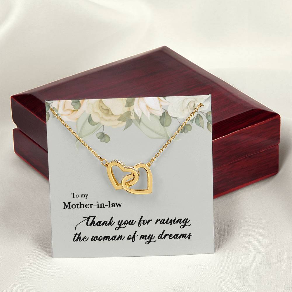 To My Mother In Law Thank You For Raising The Woman Of My Dreams Interlocking Hearts Necklace