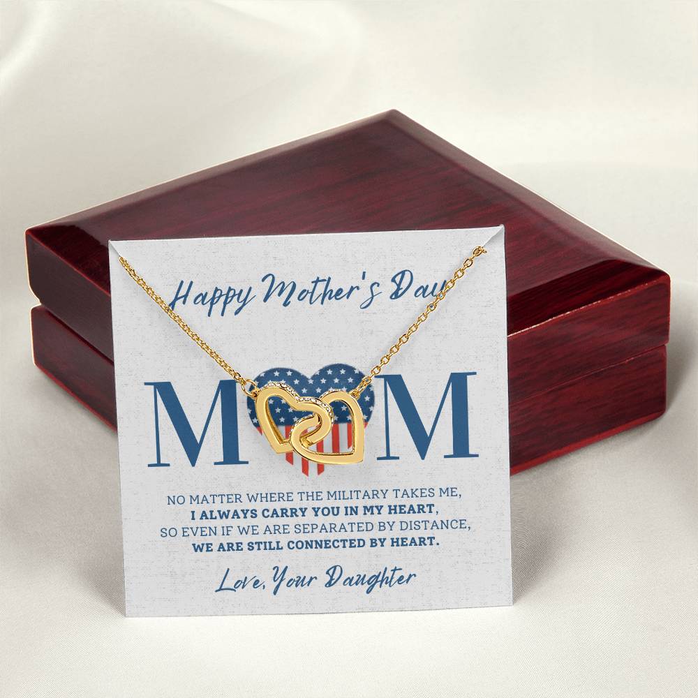 Military Daughter Carry You In My Heart Mother'S Day Necklace ???? Interlocking Hearts Necklace