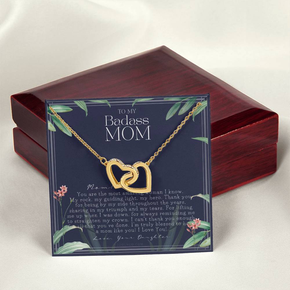 To My Badass Mom Necklace Mother’S Day Gift Daughter To Mom Gift Gift From Daughter To Mom On Wedding Day Mom Gift Birthday Gift Interlocking Hearts Necklace