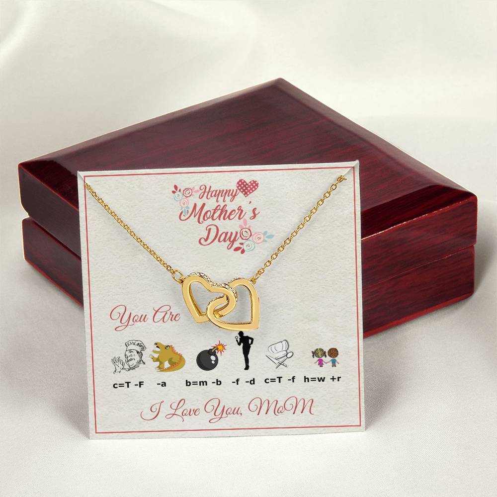 Interlocking Heart Necklace For Mom With Rebus Message Card Interlocking Hearts Necklace
