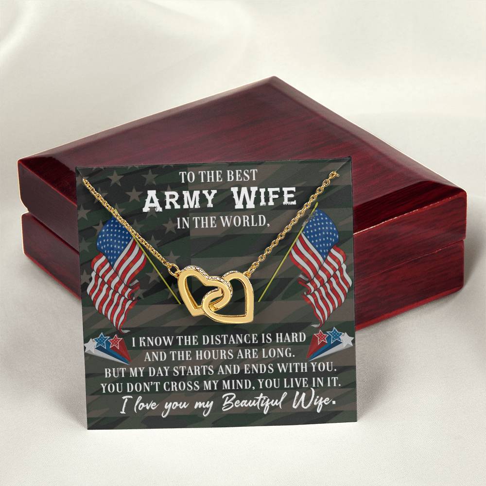 To My Army Wife I Know The Distance Is Hard Love You . Interlocking Hearts Necklace