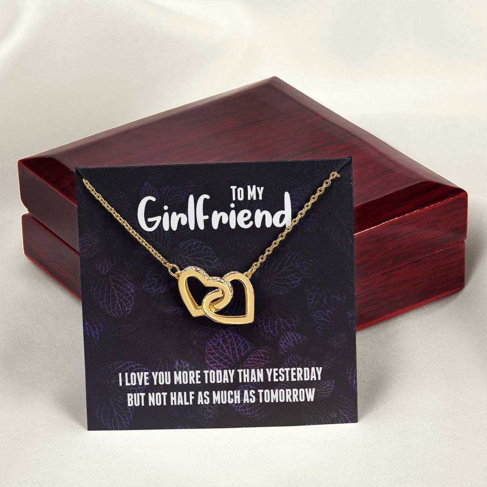 Beautiful Girlfriend Necklace Gift - I Love You Interlocking Hearts Necklace