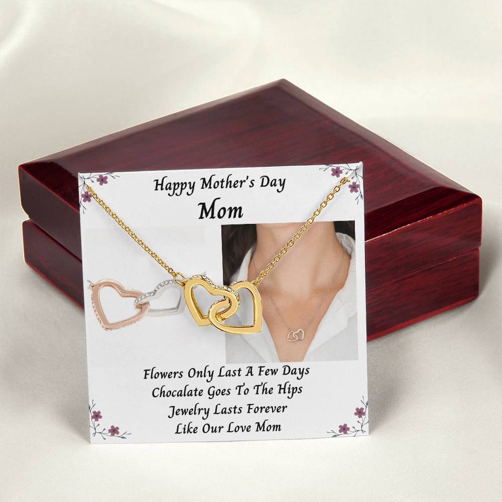 Happy Mothers Day Mom With Interlocked Hearts Necklace Interlocking Hearts Necklace