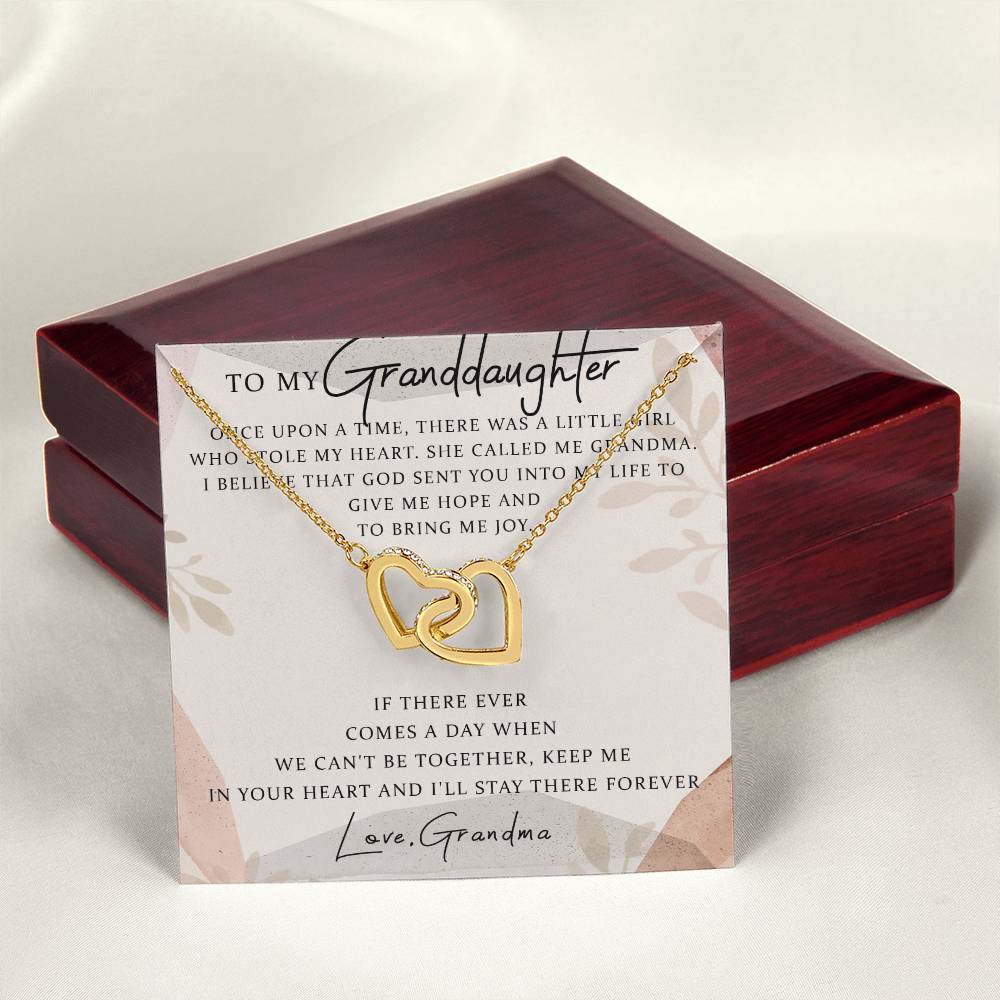 To My Granddaughter Interlocking Hearts Necklace Message Card