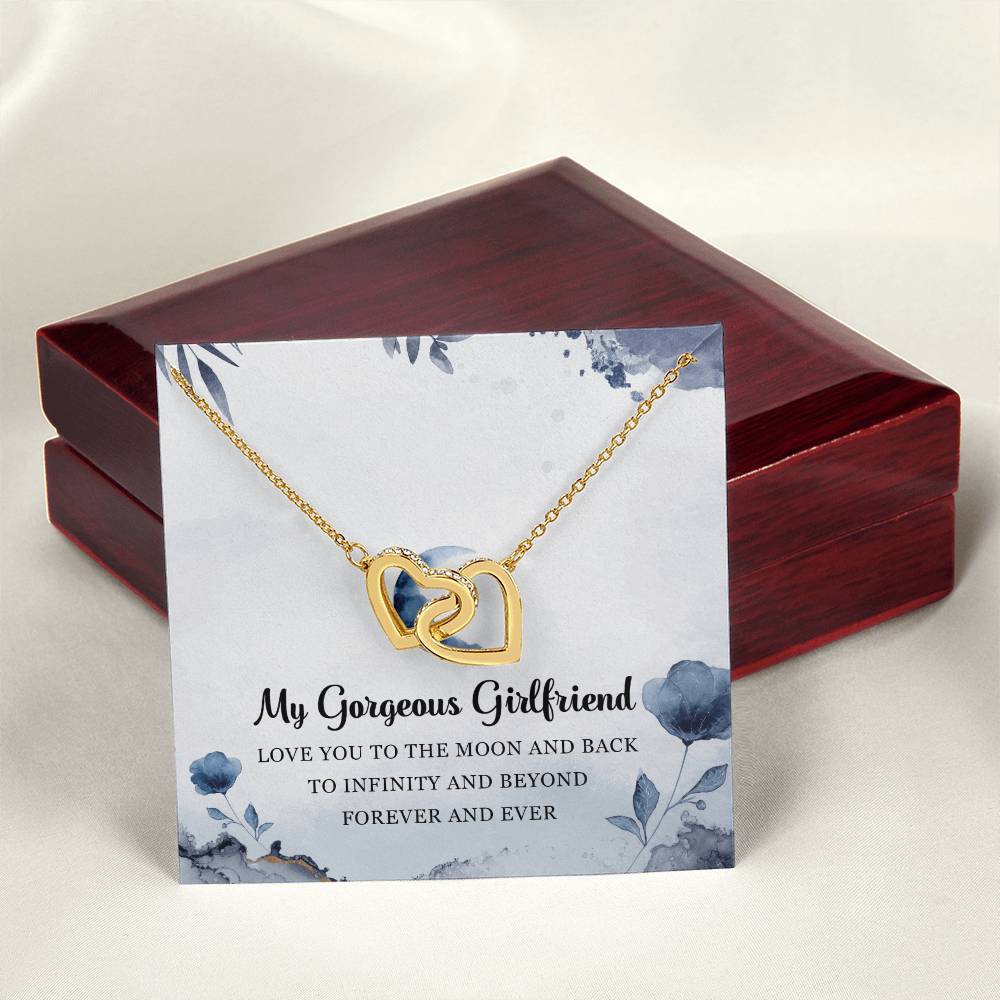 My Gorgeous Girlfriend Interlocking Hearts Necklace Message Card