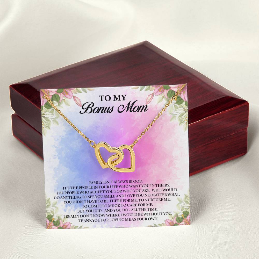 To My Bonus Mom Interlocking Hearts Necklace