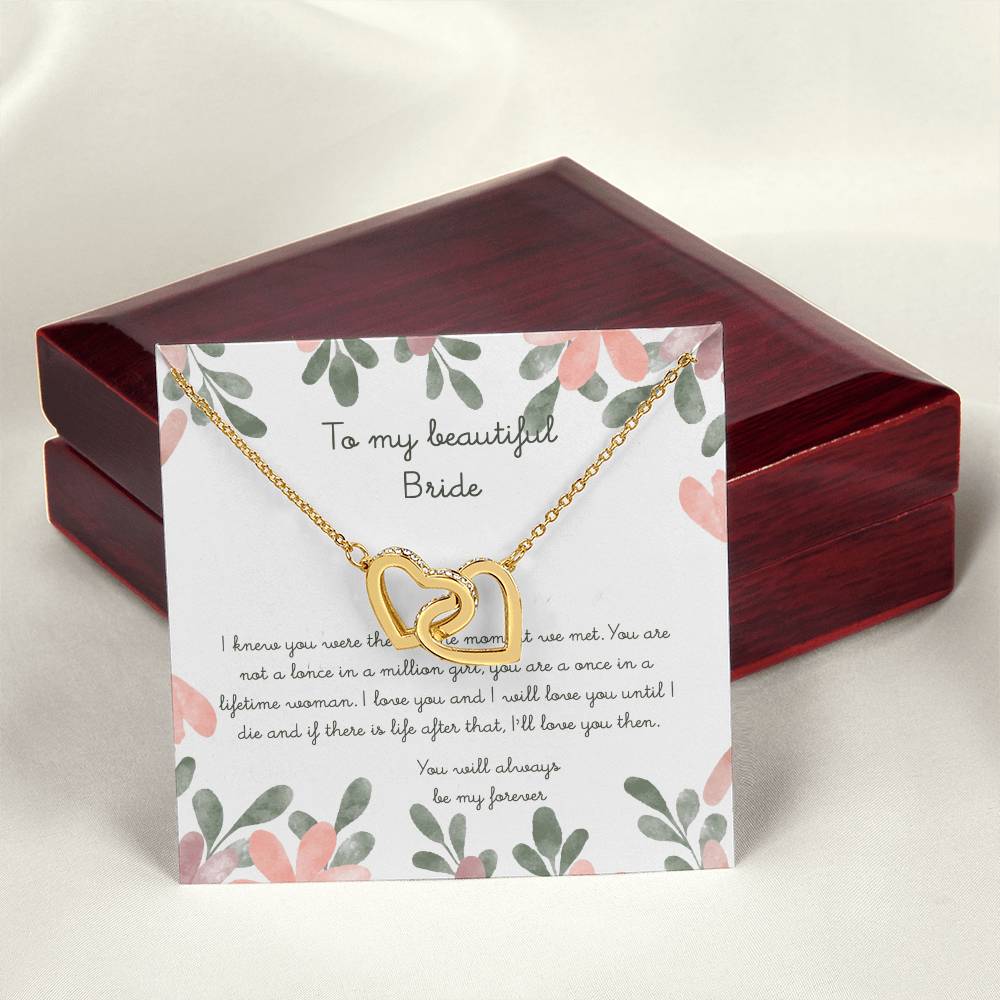 To My Beautiful Bride Interlocking Hearts Necklace