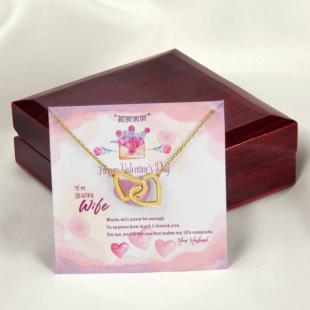 Interlocking Hearts To Beautiful Wife - D2 Interlocking Hearts Necklace