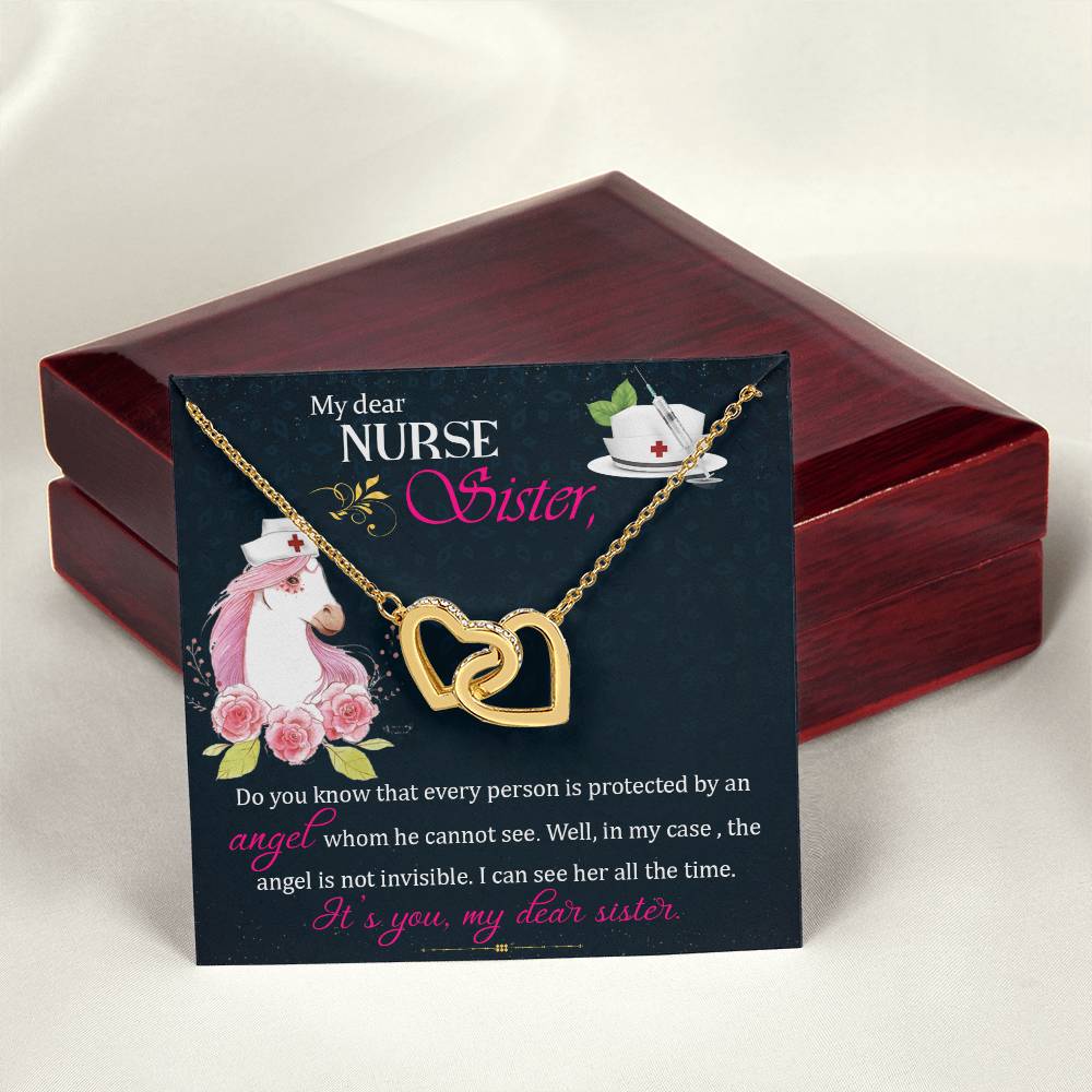 My Dear Nurse Sister - The Angel Is Not Invisible - Interlocking Heart Necklace Interlocking Hearts Necklace