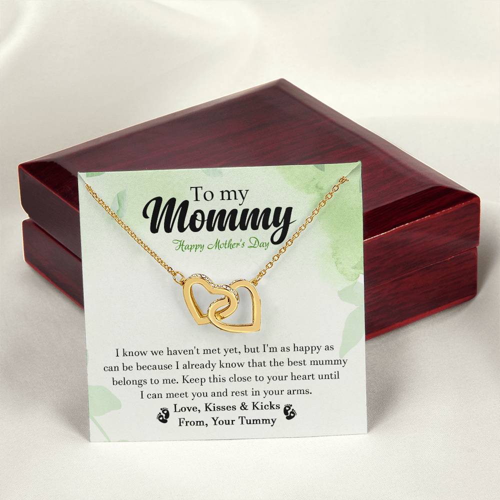 To My Mommy - From Your Tummy - Pregnancy Gift - Mother'S Day Gift - Luxury Necklace Interlocking Hearts Necklace