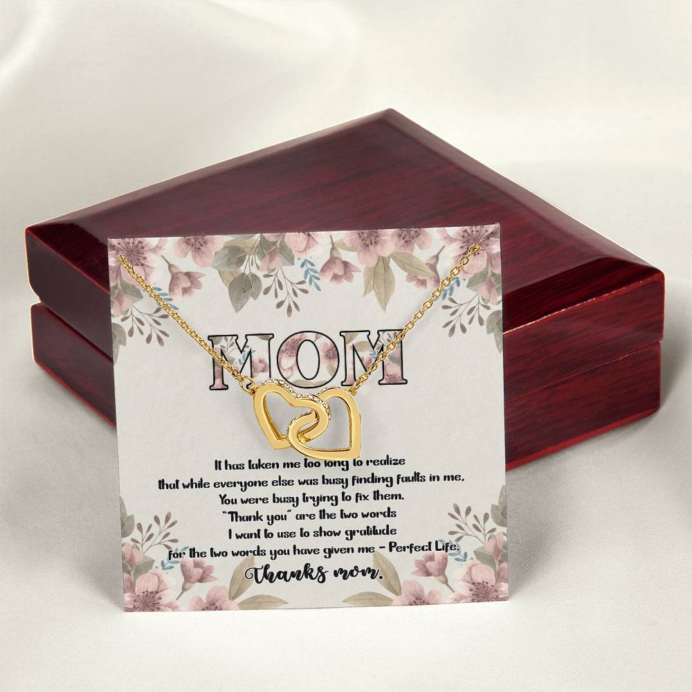Perfect Life Thanks Mom D9312 Interlocking Hearts Necklace