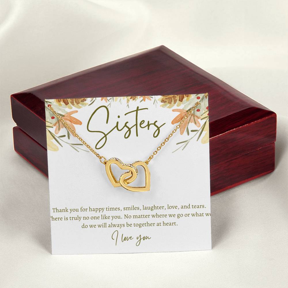 Sisters Necklace Gift For Sister Birthday Gift Sister Jewelry Big Sister Jewelry Little Sister Thoughtful Gift Message Card Interlocking Hearts Necklace