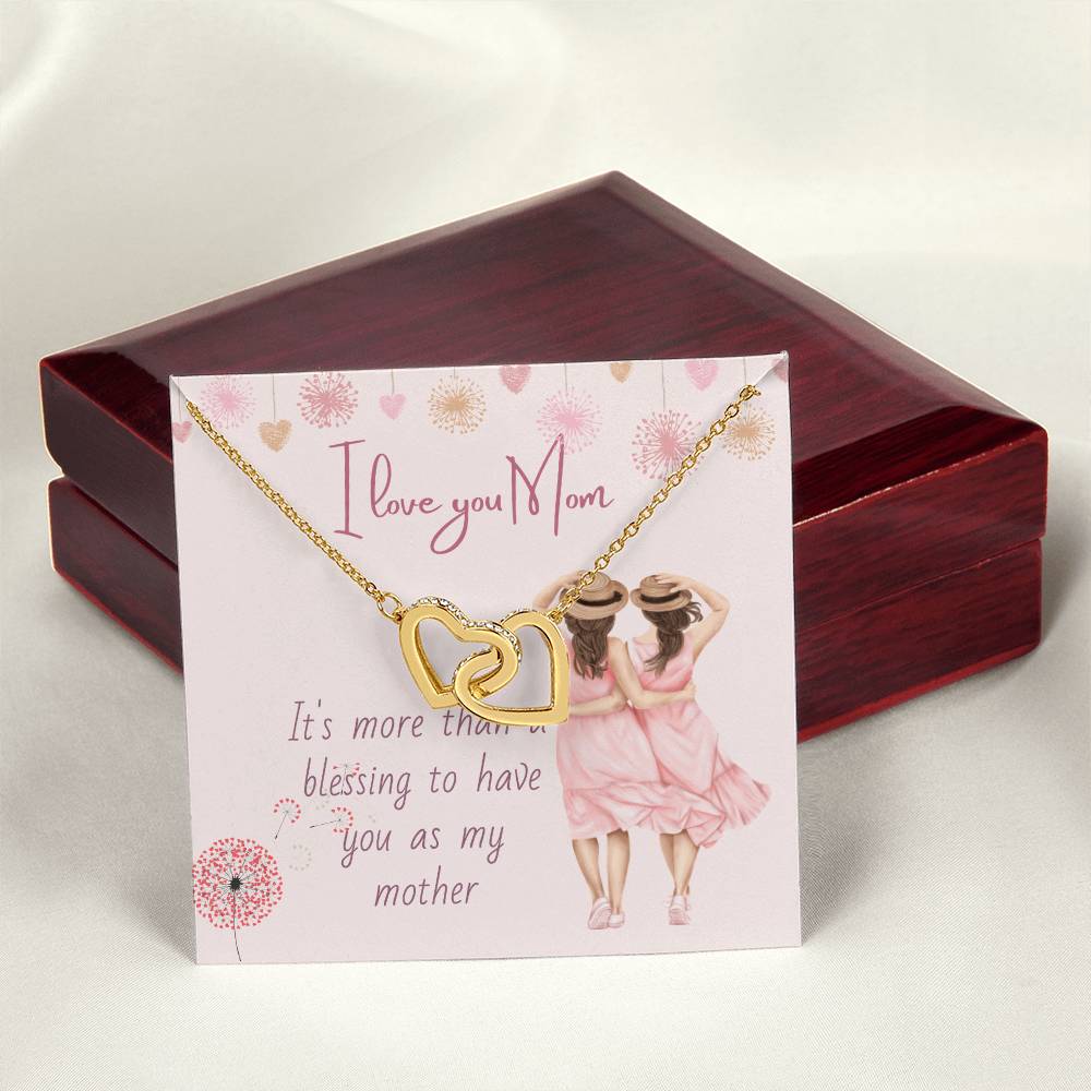 I Love You Mom Necklace Mom Necklace Mom Birthday Gift Mothers Necklace Gift Interlocking Hearts Necklace