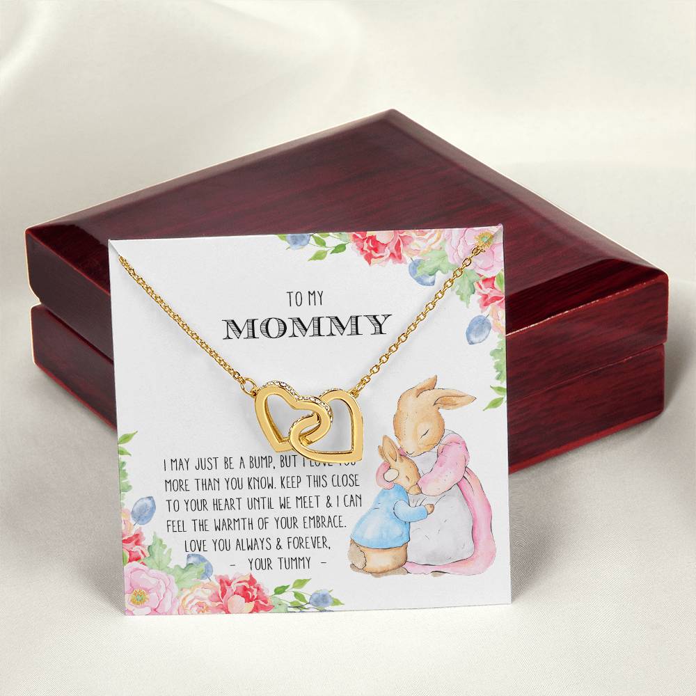 To My Mommy - Expecting Mom Heart Necklace Interlocking Hearts Necklace
