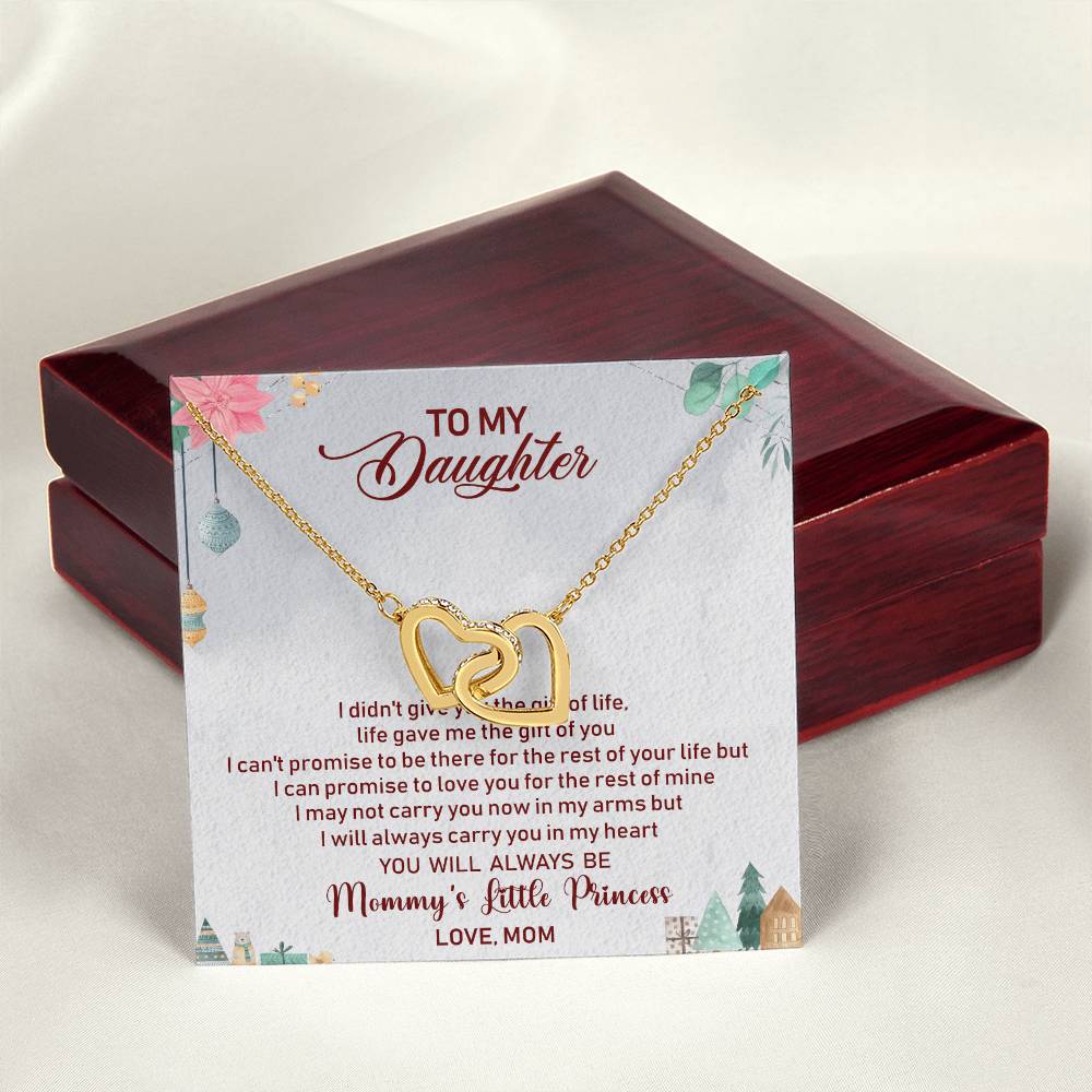 To My Daughter Interlocking Hearts Necklace Message Card