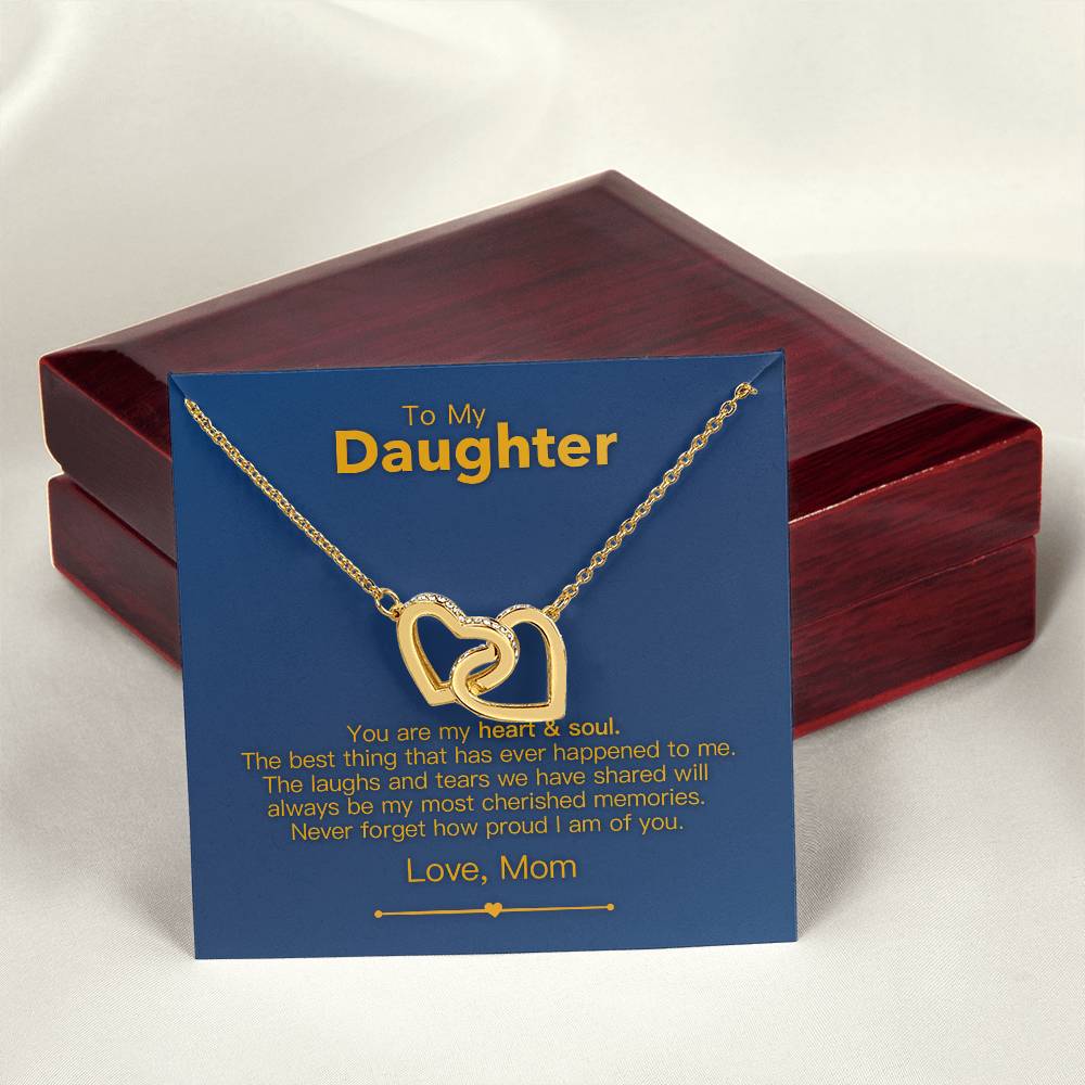 To My Daughter - Heart & Soul - Necklace Interlocking Hearts Necklace