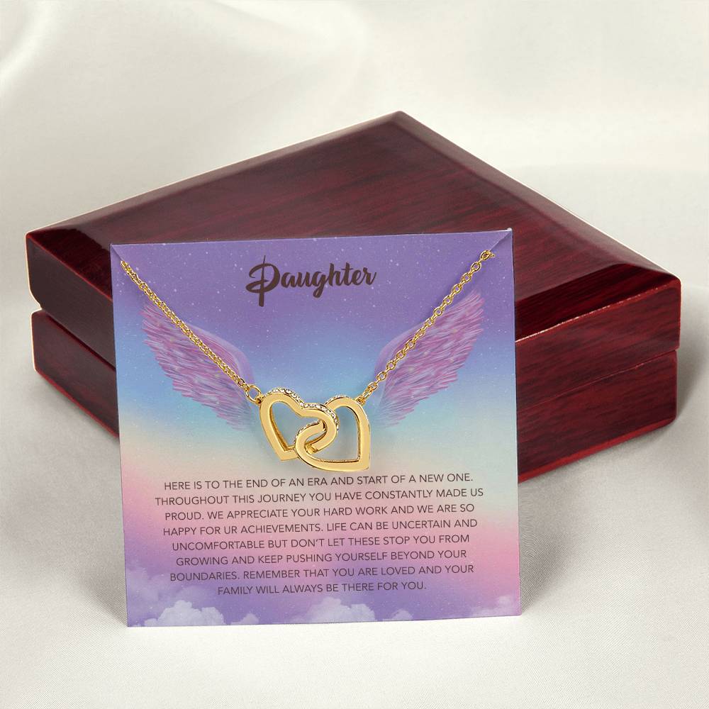 Wings To My Daughter Interlocking Hearts Necklace