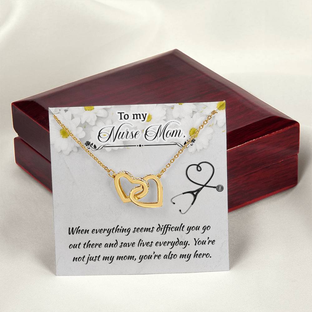 Nurse Mom Mother'S Day Interlocking Hearts Necklace