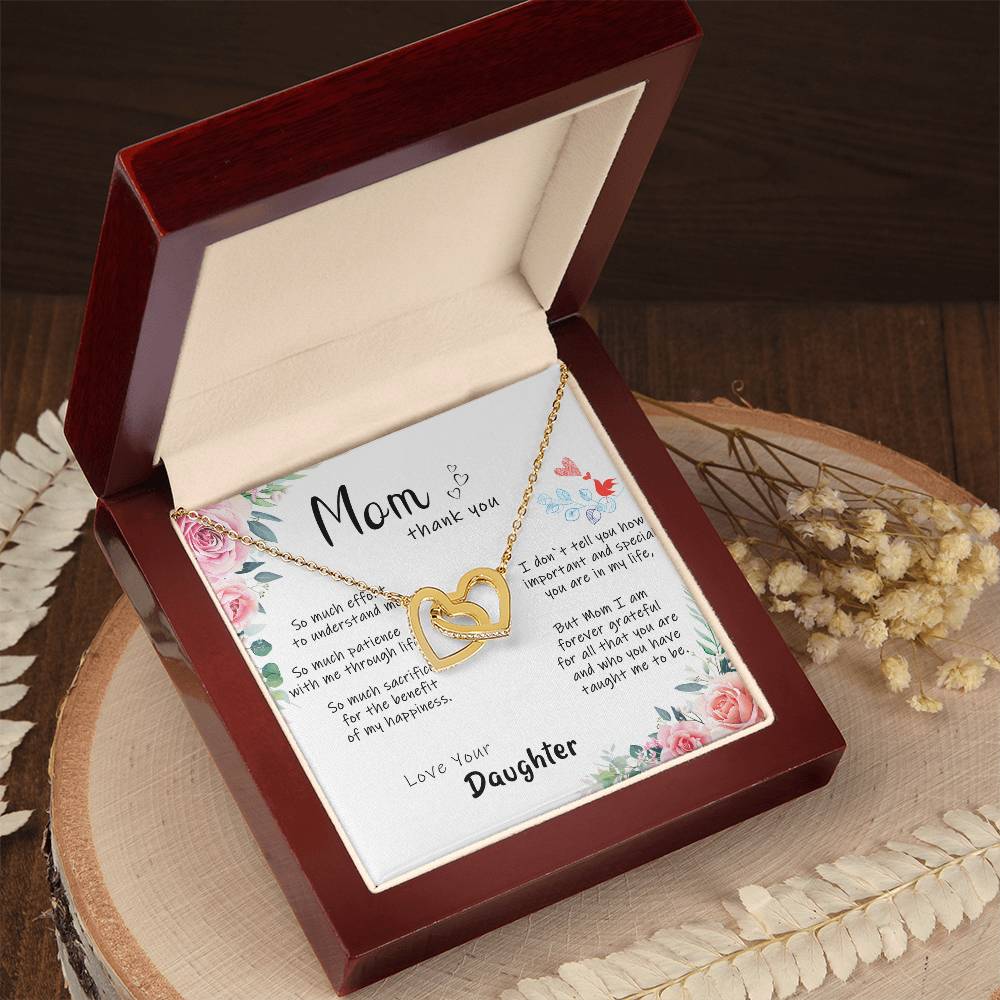 Mom Thank You So Much. Interlocking Hearts Necklace