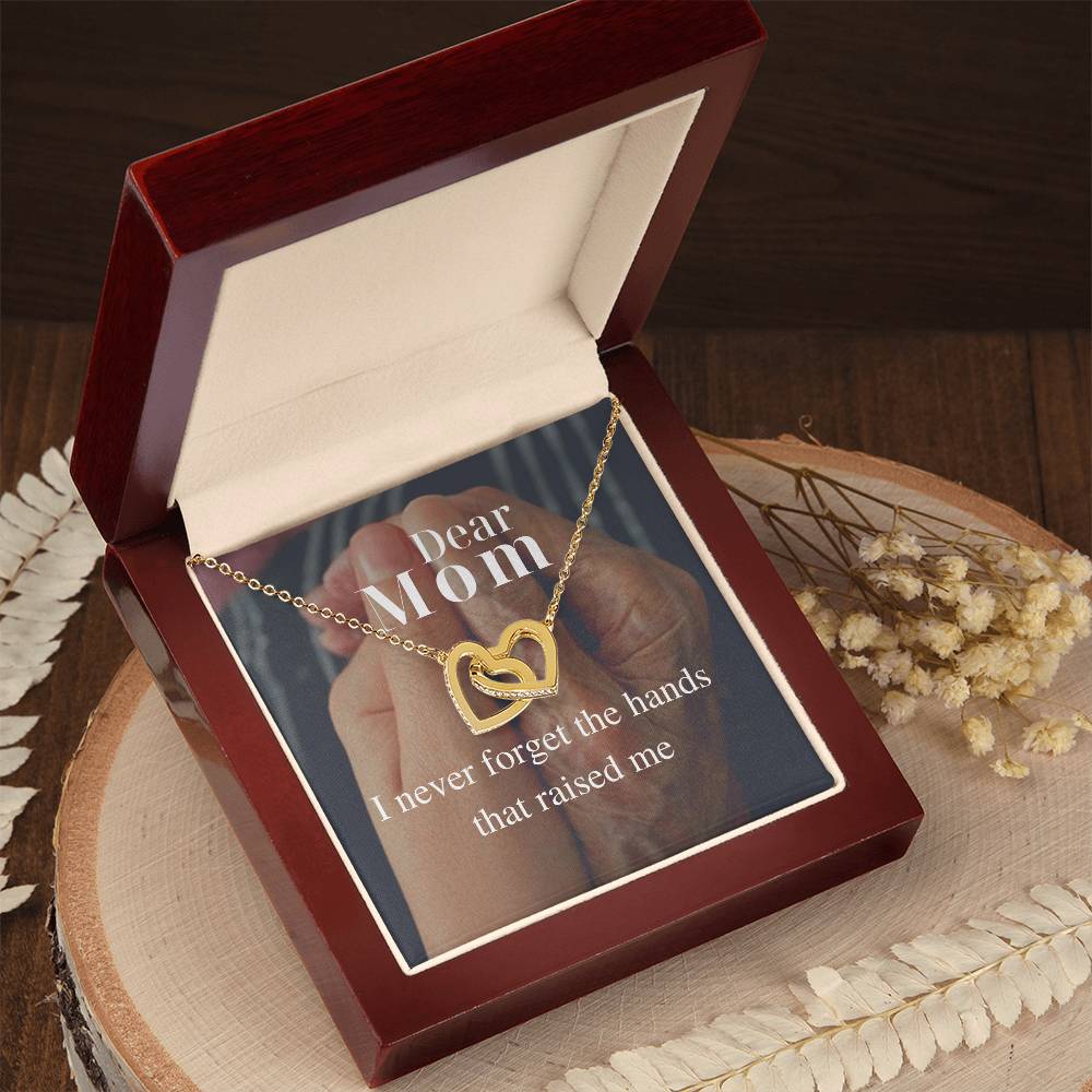 I Never Forget The Hands That Raised Me - Interlocking Necklace Interlocking Hearts Necklace
