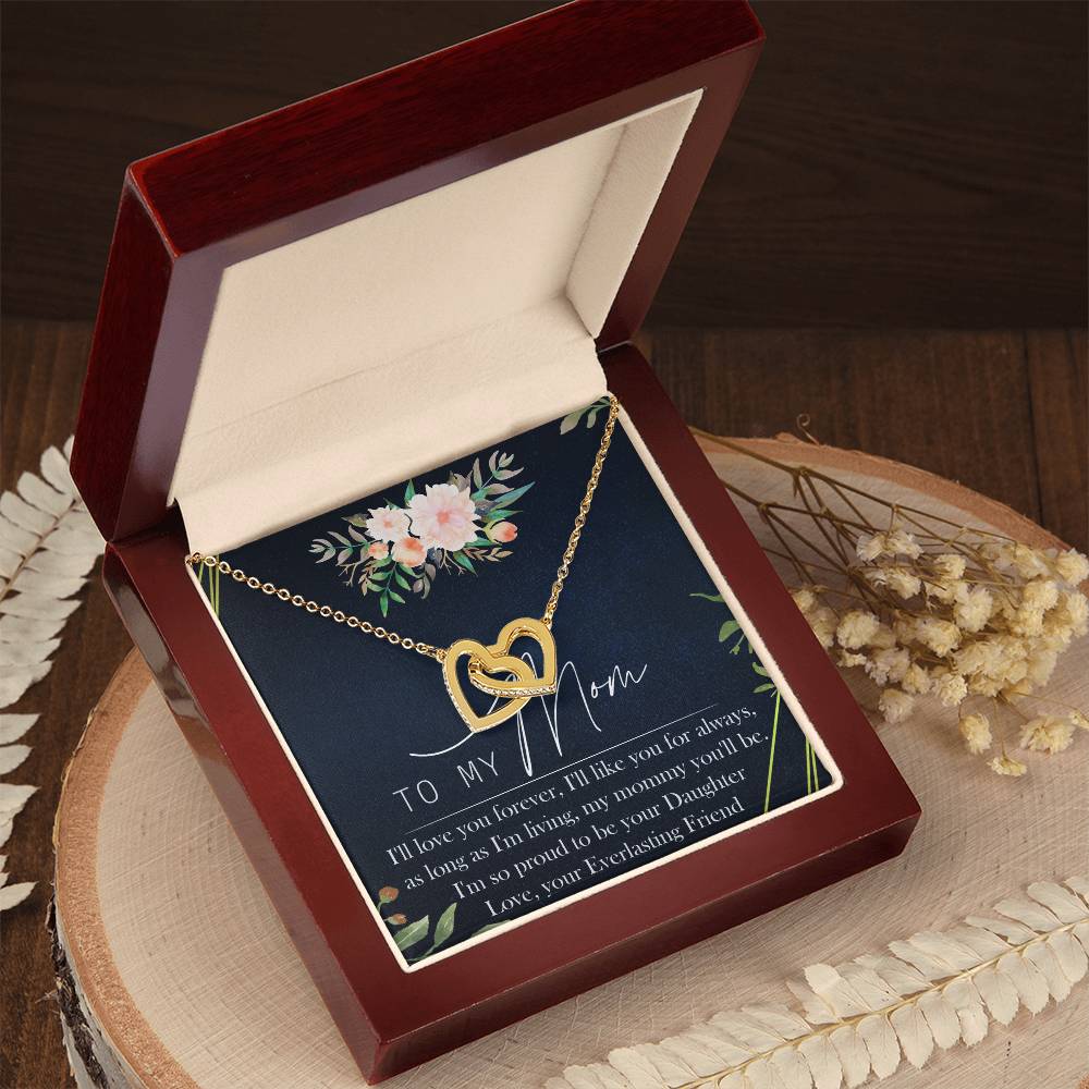 To My Mom Interlocking Hearts Necklace Message Card