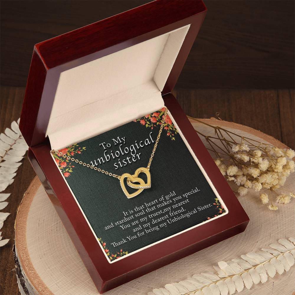 Unbiological Sister Interlocking Heart Necklace Gift Interlocking Hearts Necklace