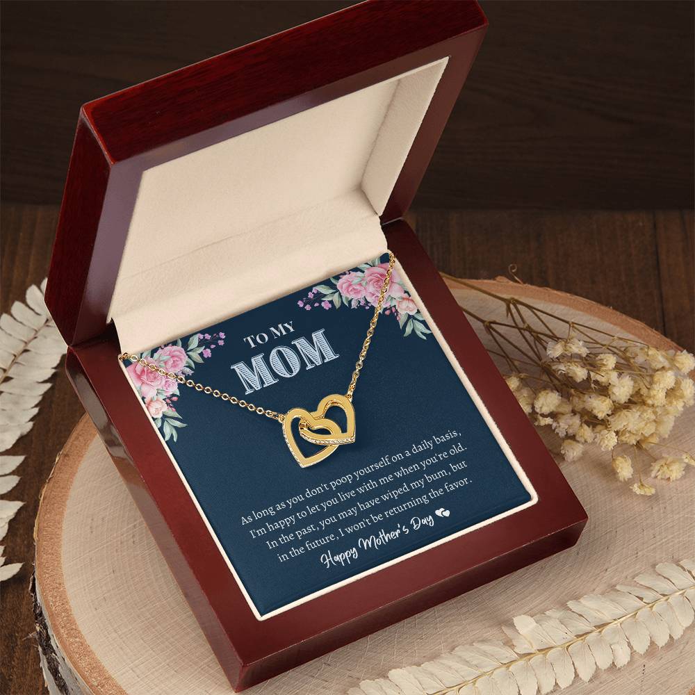 To My Mom - Don'T Poop Yourself - Interlocking Heart Necklace Interlocking Hearts Necklace