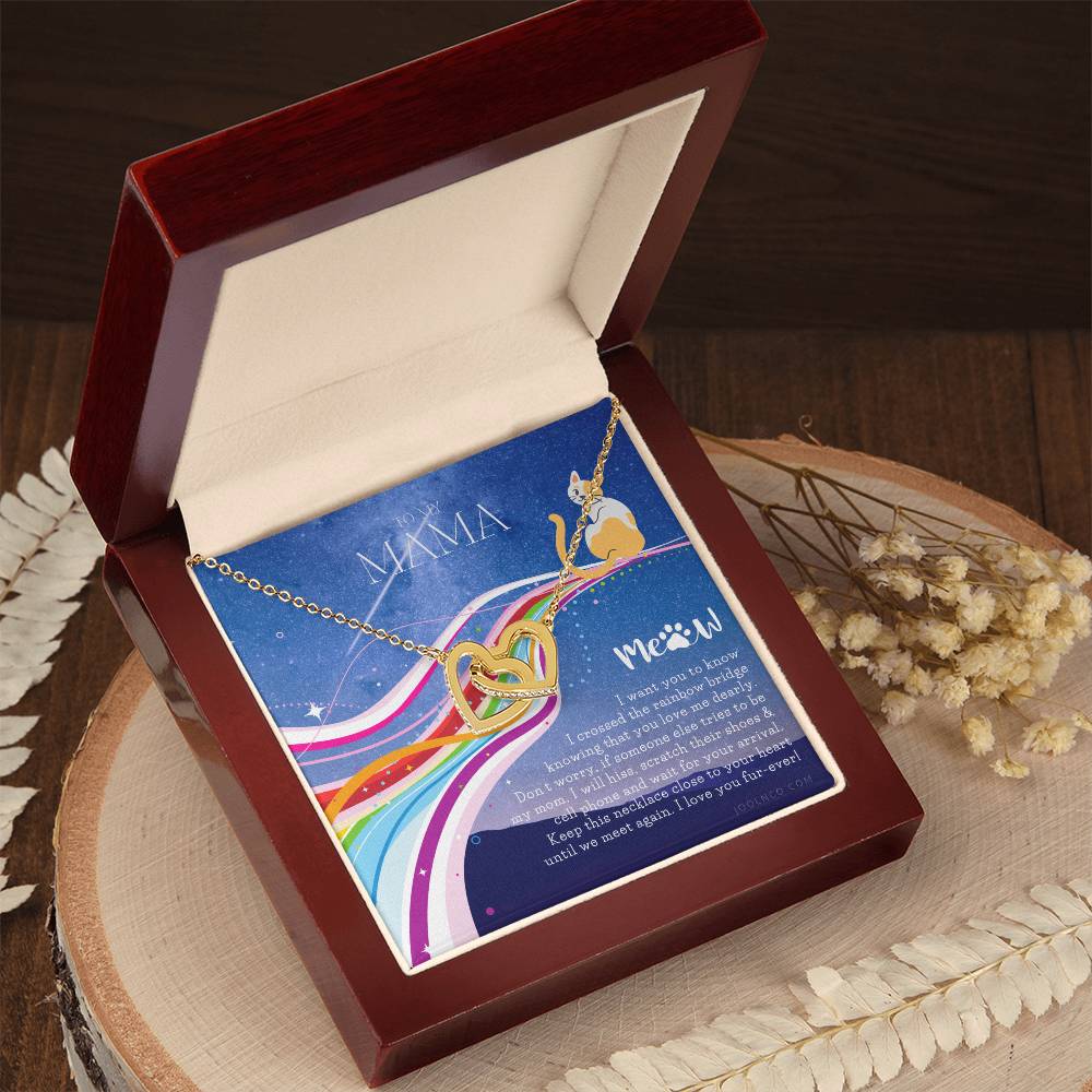 To My Cat Mama Cat Loss Gifts Rainbow Bridge Cat Pet Sympathy Gift Cat Loss Necklace Until We Meet Again Necklace Loss Of Cat Memorial Necklace Interlocking Hearts Necklace