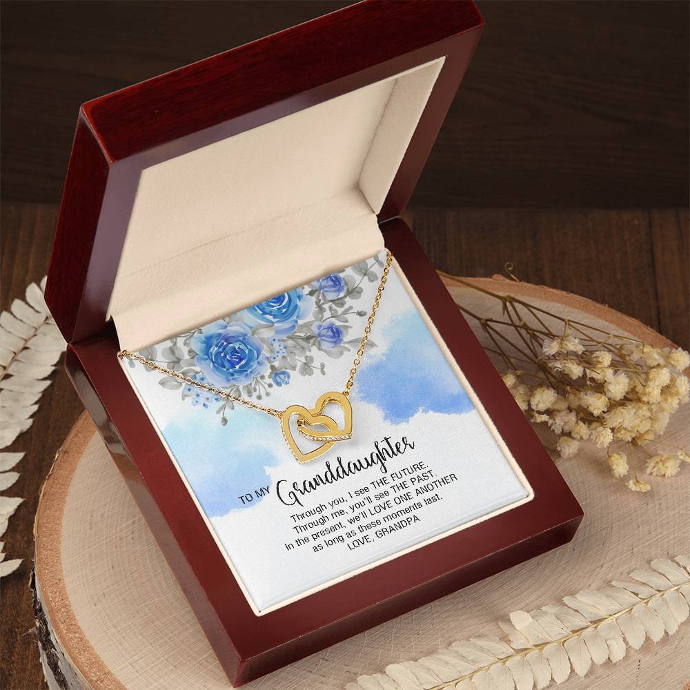 To My Granddaughter From Grandpa - We'Ll Love One Another Interlocking Hearts Necklace