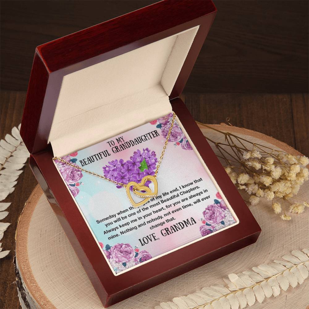 To My Granddaughter Necklace - The Most Beautiful Chapters - Gift For Granddaughter Granddaughter Interlocking Hearts Necklace
