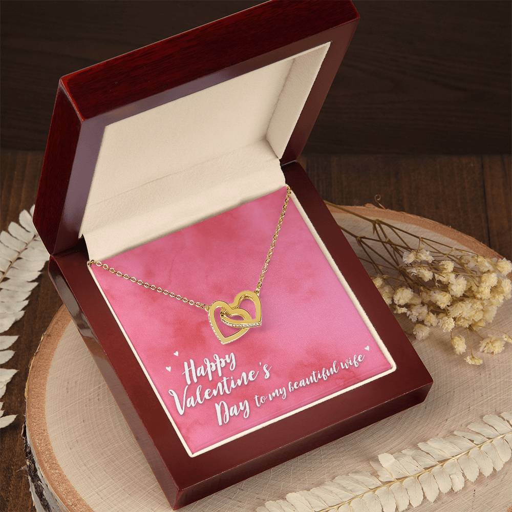Happy Valentine'S Day Interlocking Hearts Necklace Gift From Husband To Wife Romantic Gift For Spouse