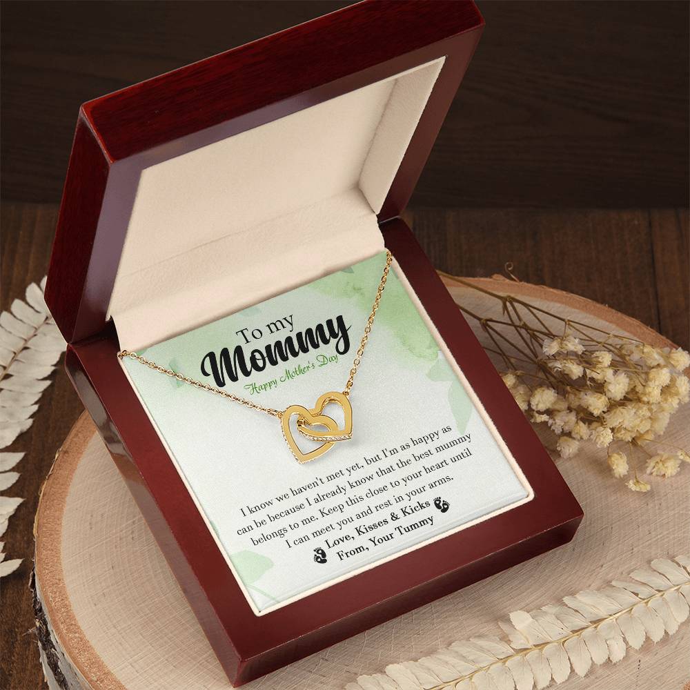 To My Mommy - From Your Tummy - Pregnancy Gift - Mother'S Day Gift - Luxury Necklace Interlocking Hearts Necklace