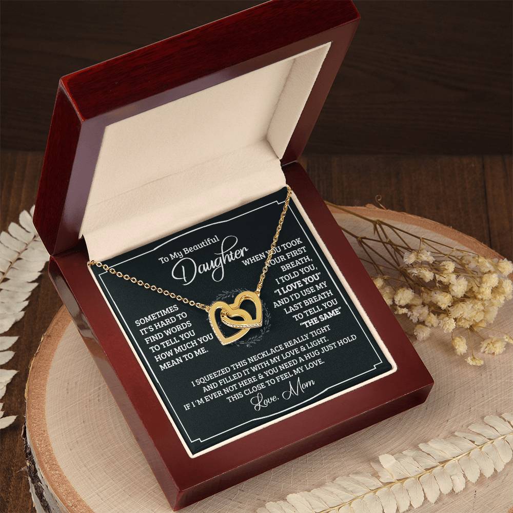 To My Beautiful Daughter - Interlocking Heart Necklace Interlocking Hearts Necklace