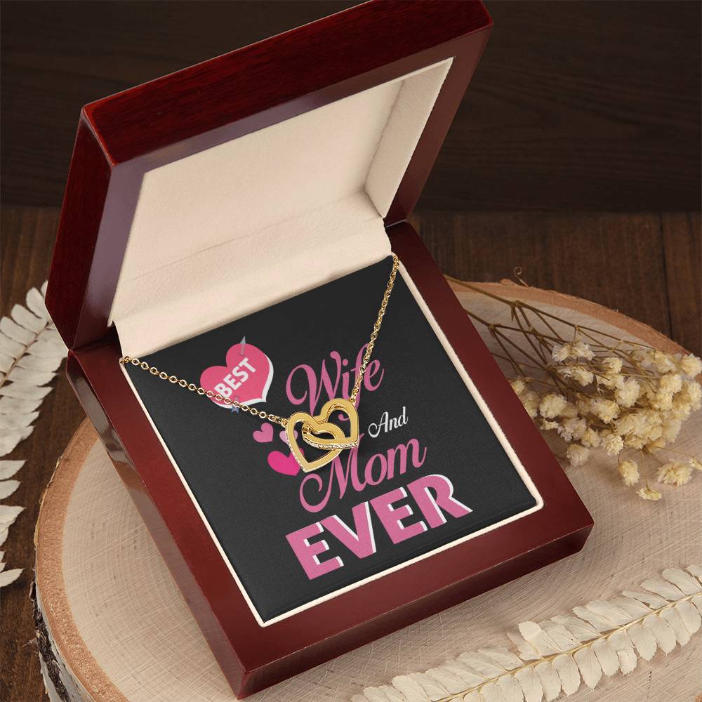 Best Wife And Mom Ever Interlocking Hearts Necklace