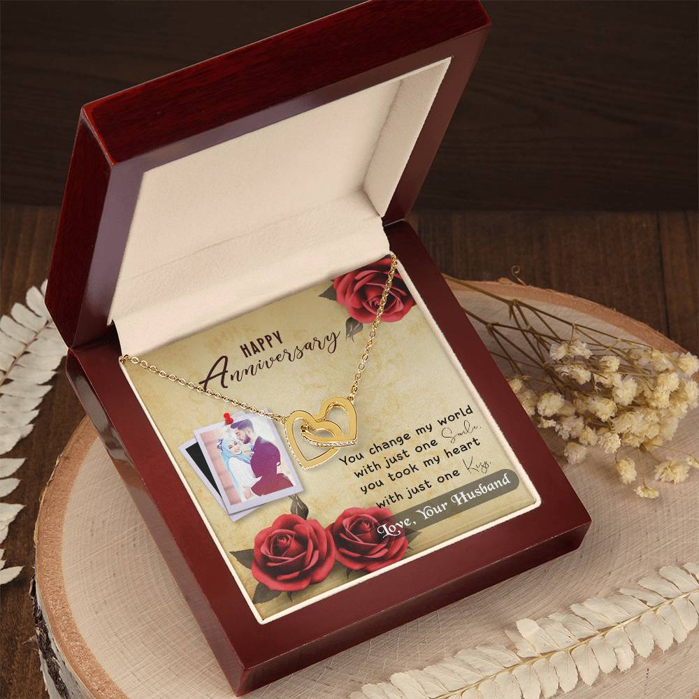 Anniversary Best Gift For Wife Interlocking Hearts Necklace With On Demand Message Card